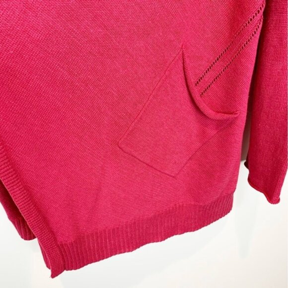 Eileen Fisher 100% Linen Knit Cardigan L Hot Pink Open Weave Lightweight Spring - Picture 5 of 6